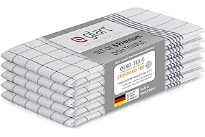 Glart Kitchen Towels, Pack of 5 Grey Tea Towels, 50 x 70 cm, 100 Percent Cotton, High-Absorbent Kitchen Cloths