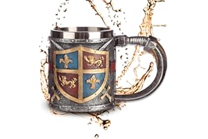 MTB MORE ENERGY Chope ''Sword and Shield'' - Gobelet chevalier (350 ml) - Hauteur 11 cm - Décoration fantastique fantaisie Medieval