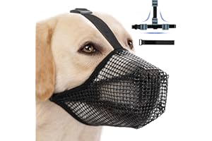 LALIEFFACELY Muselière Chien, Museliere pour Chiens Ajustable avec Sangles Velcro, Masque Respirant pour Animaux de Compagnie Muselière de Formation de Chien pour Les Petits Chiens, Moyens Grands (Bleu, M)