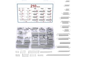 QOOSIKICC Set di 210 molle di trazione, molle a compressione e molle di tensione, molle a spirale, molla in metallo, molle di serraggio per utensili manuali, dispositivi auto, compressione (20 misure)