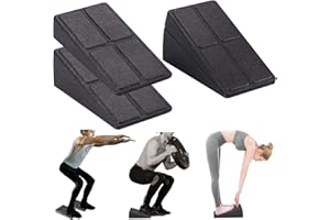 JINSIHOU Squat Wedge Block Adjustable Non-Slip Slant Board Calf Stretcher Ramp, 2pairs (4pcs in total) Foam Foot Ankle Knee Stretcher Leg Extender, Incline Board Platform For Heel Elevated Squat and Calf Raise