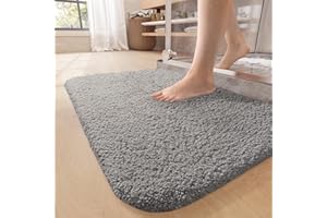 COLOR&GEOMETRY Color G Tappeto da Bagno in Microfibra, Tappetino da Bagno Antiscivolo, Morbido, Facile da Pulire, Molto Assorbente e Soffice per Bagno, Camera da letto, Interni (50 x 80 cm, Grigio Chiaro)