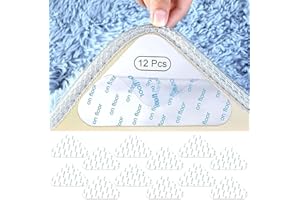 RZMZBY 12 Pcs Antideslizante Alfombra Adhesivo, Sujeta Alfombras Casa Reutilizable,Pinzas para Alfombras Apto para Todos los Suelos Lisos (Blanco)