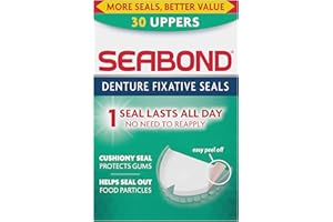 Seabond Denture Fixative Seals, Soft Adhesive Cushion, Last All Day, Protect Gums & Help Seal Out Food Particles, 30 Uppers