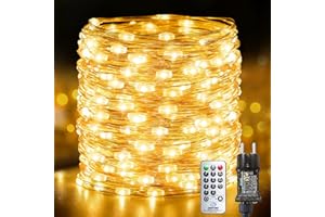 ‎BZAVOR Bzavor 10M 100 LED Lichterkette Innen mit Stecker und Memory Funktion,Lichterketten Außen Strom aus Kupferdraht mit Timer 8 Modi,IP65 Wasserdicht für Weihnachten Zimmer Party Hochzeit Garten Deko