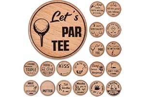 Namalu 18 Pcs Marqueurs de Balle de Golf Amusants Jetons de Marqueur de Golf en Bois Fantaisie Accessoires de Golf pour Tapis de Putting Cadeau Golfeur pour Mauvais Putter Hommes Papa Noël