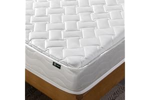 ZINUS Double Mattress - Bonnel Spring - 135x190cm/4.4x6ft - Comfort Foam - Height 15cm/6in - Medium Firmness, White
