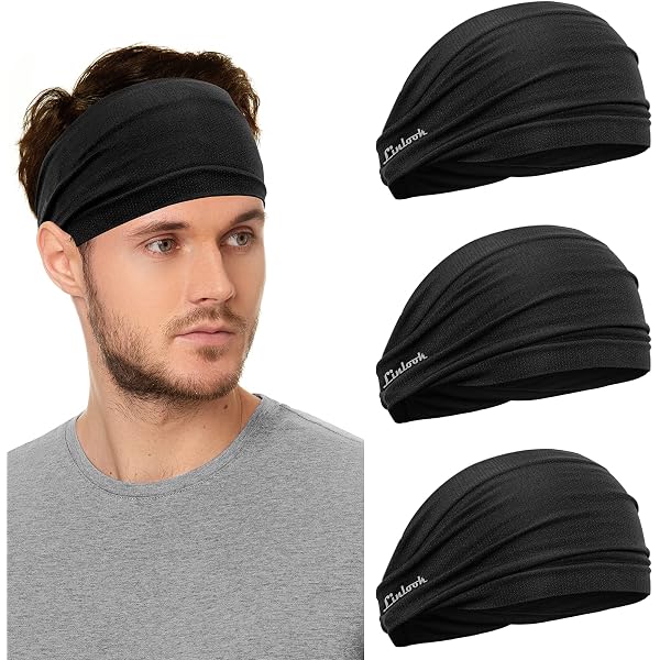 VWS Bandeaux pour hommes et femmes (paquet de 5), bandeau anti-transpiration pour garder les cheveux hors des yeux, pour la course, le basket-ball et l'entraînement VibingWithStyle