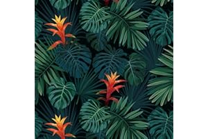 Yullpaper Papier Peint Jungle Verte Film Adhesif Pour Meuble Papier Peint Adhesif Mural Pour Salon Chambre Décoratif Papier Adhesif Pour Meuble Papier Peint fleuri Feuilles Vertes 44,5 x 260cm