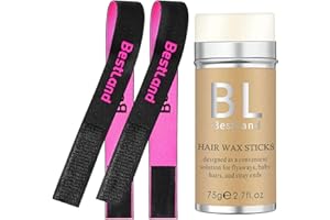 HQDA Hair Wax Stick with 2 Pcs Lace Melting Band, Elastic Wig Bands For Keeping Wigs In Place, Wax Stick for Hair Edge Frizz Control Hair Finishing Slick Styling Kit (Set A)