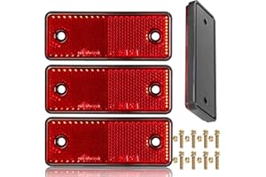 AGRISHOP 4x Catadioptrico Remolque ÁmbarHomologado 95x37x9.6mm,Reflectantes Remolque Rectangular Tornillos,Reflector de Seguridad de PosteBicicleta (Rectangulares/Tornillos/Rojo)