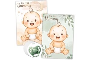 Templatables Pin the Dummy Baby Shower Party Game – Double Sided A2 Poster, 35 Stickers, Fun Baby Shower or Gender Reveal Party Game