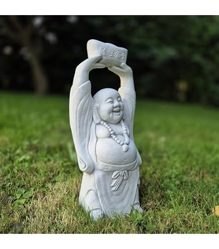 STEINFIGUREN Buddha Figur – 12 Cm Hoch, Aus Steinguss, Frostfest, Basaltgrau-schwarz