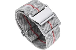 BINLUN Cinturino per Orologio in Nylon Elastico di Ricambio Militare Cinturino a Strappo Paracadute Marina Nazionale per Uomo Donna Fibbia Nero/Argento 18/20/22mm