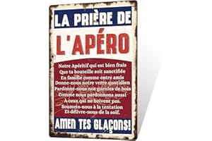 Putuo Decor 1 plaque en métal vintage française La Priere De L'aperot Décoration Murale pour Maison, Ferme, Bar, Pub, Club, Grotte d'Homme, 7,8 x 11,8 pouces