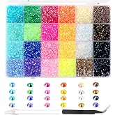 24000pcs Nail Diamonds, BetterJonny Crystals for Nails 3 mm Crystals Gems for Nails Rhinestones Flatback Gems for Nails Makeu