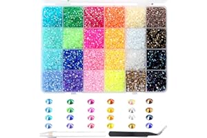 24000Pcs Diamantes para Uñas, BetterJonny Cristales para Uñas 3mm Cristales Gemas Piedras para Uñas Diamantes de Imitación Gemas de Espalda Plana para Uñas Maquillaje Ropa Manualidades DIY Handwerk