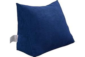 Johnear Poduszka klinowa, poduszka do czytania na łóżko i sofę, poduszka pod oparcie, zagłówek do łóżka, duża trójkątna poduszka lędźwiowa (ciemnoniebieska, 45 cm)