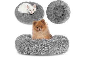 Amazinggirl Hundebett für kleine mittelgroße und Grosse Hunde ∅ 80 cm - Hundekissen Hundebetten Hundesofa Dog Bed Hundematratze Hundekorb oder Wolkenbett flauschig und waschbar Hellgrau