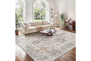 GENIMO Large Washable Rugs for Living Room 200x290cm, Extra Large Area Rug, Vintage Boho Rugs, Low Pile, Non-Shedding, XXL Carpet, Traditional Oriental Design, Dining Room, Home Office, Bedroom