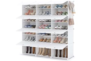 ‎HOMIDEC HOMIDEC Schuhregal, 7-stufiger Schuhschrank Schuhaufbewahrung für 42 Paar Schuhe und Stiefel, Kunststoff-Schuhregale Schuh Organizer für Flur Schlafzimmer Eingang, Weiß