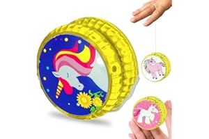 HOVUK® 1 x Einhorn-Jojo aus Kunststoff, 5,5 cm, gelb, stabil und stabil, mit Jojo-Schnur, tolles Geschenk für Kinder und Anfänger