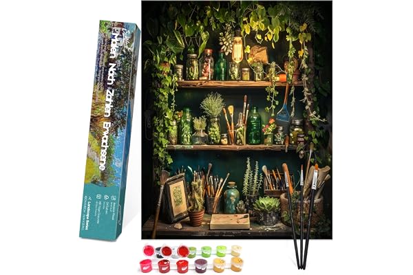 Bougimal Peinture par Numero Adulte Paysage, Sans Cadre inclure Pinceaux et Acryliques Peintures - 40x50 cm, Plantes Vertes 2