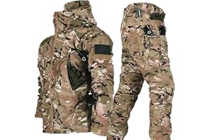 GVQNG Tuta Tattica, Set Giacca E Pantaloni Tattici da Uomo, Set Tute da Combattimento Militari Impermeabili, Abbigliamento Mimetico Tattico da Caccia, Giacca, Camicia E Pantaloni