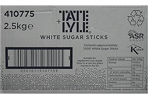 Tate & Lyle - White Sugar Sticks - Pure Cane Sugar - Individually Wrapped for Hygiene - Hot Drinks, Meetings & Coffee Shops - Convenient - 1000 x 2.5g