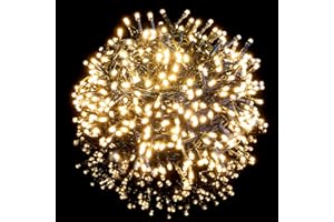 Nataland Catena Luminosa 500 Led - 30 Metri Da Interno Ed Esterno, Serie Certificata Con Controller 8 Funzioni, Per Illuminazione Casa, Vetrine e Albero di Natale (Bianco Caldo, 500 Led - 30 Metri)