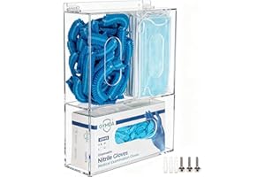 SEANADO Face Mask Dispenser 3 Compartment Acrylic Glove Box Holder Hygiene Station for Disposable Face Masks, Emesis Bag, Shoe Cover and Hairnet, Wall Mount Holes or Tabletop Holder （Clear）