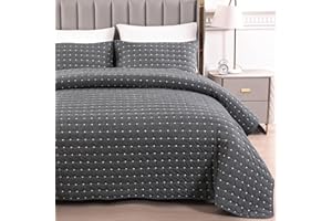 Qucover Grey Bedspreads Soft and Comfortable Washed Cotton Bedspread Super King Size with Morden Cross-Stich Pattern, 3 Pieces Quilted Bedspreads, Bed Throw Summer Duvet with Pillowcases, 269x243cm