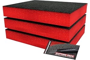 Shadow Foam Starter Kit 3pcs | Tool Box Foam Inserts - Foam Sheet 40x32cm Tool Box Organisation DIY & Tool Storage Systems (Red, 70mm)