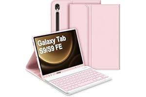 GOOJODOQ Funda con Teclado para Samsung Galaxy Tab S9 FE/Tab S9, Desmontable Español Ñ Teclado con Funda para Galaxy Tab S9 11"/ S9 FE 10.9" 2023 SM-X510/X516B/X710/X716B/X718U, Rosa