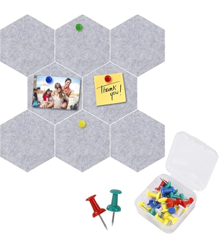 Panneaux Liège Hexagonaux Auto-adhésifs - Lot De 10 Avec 40 Épingles