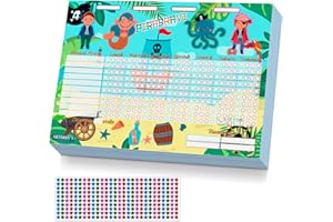 ^RTERBY'S Arterby's® - Tabella delle Ricompense – 25 Fogli A4 in Cartoncino Rigido ECO e 280 Adesivi Stelle 4 Colori – Tabellone Attività Risultati Motivare Psicomotricità Bambini (Italiano, COL004 - PIRATI)