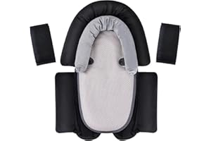 INFANZIA 3-in-1 Head & Body Support for Baby Newborn Infants - Extra Soft Stroller Cushion Pads Car Seat Insert, Perfect for Bouncer, Strollers, Swings, Black