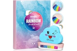 Elfinbay Cloud Rainbow Bath Bombs for Girls, 2 Large Handmade Bath Bombs for Kids Bubble Bath, Safe Kid Bath Bomb Creates Multi-Colour Special Effect, Birthday Gifts for Women Kids Stocking Fillers