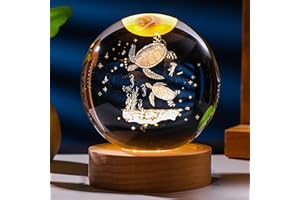 PRECIOUS MEMORIAL Cadeau 3D tortue de mer pour femme - Boule de cristal - Figurines décoratives en verre - Figurine de chat pour chambre d'anniversaire pour meilleure amie, amoureuse, presse-papier souvenir