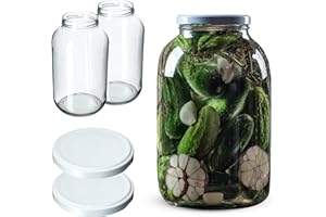 KADAX Einmachgläser 4L mit fi100 mm Schraubdeckel, Schraubgläser, große Gläser mit Twist Off Deckel, Sturzgläser für Gurken, Einkochgläser, Gurkengläser (Weiß Deckel, 2 Stück)