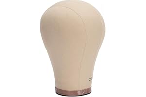 BEYOND YOUR THOUGHTS Tête à Perruque, Tête Mannequin Chauve Professionnel en Toile et Liège, Tête de Canvas Pour Fabrication de perruque ou Exposition Séchage 23.5"/59.7cm