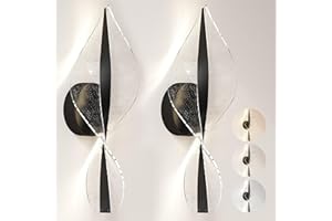 HOMCOM Led Wall Lamp 2 Pack, 13W Modern Indoor Spiral Wall Light, Colour Temperature Adjustable 3000K/4000K/6500K, for Bedroom, Living Room, Hallway, Stairs, Black