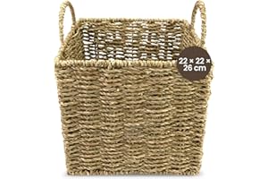 Cesta de almacenamiento Jean & Len, rectangular, de algas marinas, versátil para toallas, cosméticos y otros utensilios, solución de almacenamiento decorativa y duradera, 22 x 22 x 26 cm
