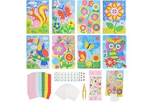 AILUYA 8 piezas Mosaico DIY Set Niños Flor Animal Insecto Ticky Mosaics Bright Color Mosaico DIY Set Mosaico Juego de Mosaico para Hogar y Escuela Artesanía Clases