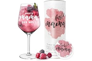 getbrave Weinglas | Beste Mama der Welt (530ml) in Geschenkbox | Das Geschenk zu Muttertag | Weihnachten | Geburtstagsgeschenk | Rotweingläser Weißweingläser