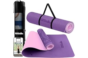 LA MENTE ES MARAVILLOSA - Tappetino da Yoga, Pilates, Fitness o Altri Sport【183x61 cm】con E-Book, Materassino Antiscivolo in TPE con Borsa a Tracolla, Tappeto per Allenamento e Meditazione