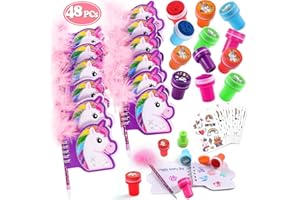 Tacobear 48 Pezzi Gadget Compleanno Unicorno Regalo Bambina con Taccuino Penna Timbri Tatuaggi Regalini Festa Compleanno Invitati Bambini