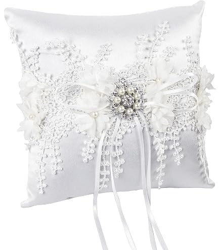 Coussin Pour Alliances Mariage - Cœur Romantique Avec Roses