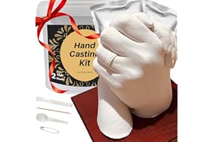 OAIEGSD TITGGI Hand Casting Kits Couple, Hand Moulding Kit Couple Gifts for Her and Him - Holding Hand Mold Casting Kit Couples, DIY Hand Statue Kit Adult & Child, Wedding (with Wood Base)