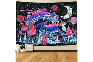 Yrendenge Trippy-Tapestry Mushroom and Moon Wall Hanging Plants Tapestries Starry Night Sky Tapestry Monster Tapestry Decor for Bedroom Dorm Room Decoration 59 * 51 inch (150 * 130cm)